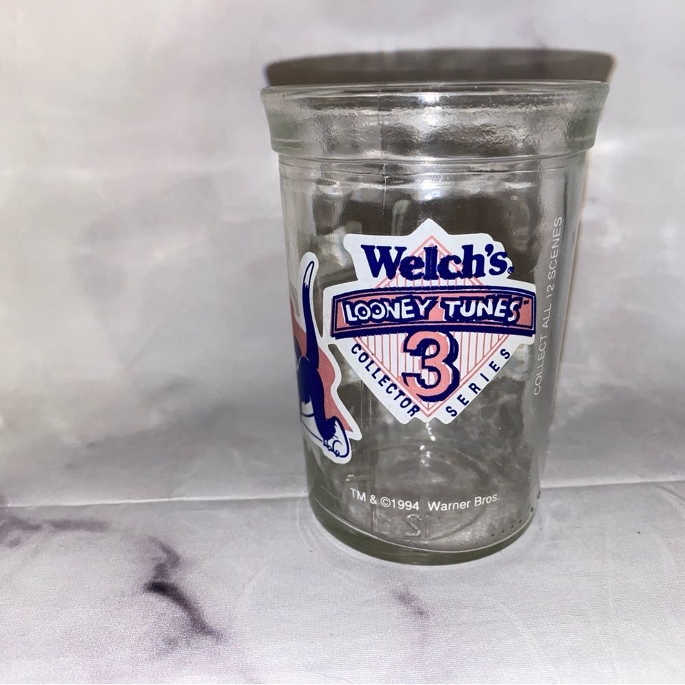 Vtg 1994 Welch's Looney Tunes 3 Sylvester Tweety Spike Straight Jelly Jar